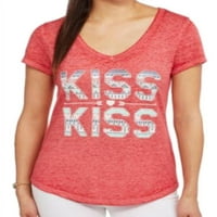 Rocker fata Junior femei roșu Sărut Sărut Ziua Îndrăgostiților tricou XL
