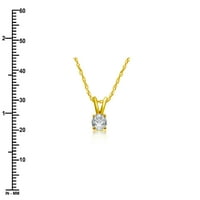 14kt Aur Galben carate diamant Solitaire Pandantiv colier