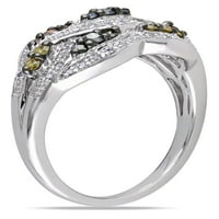 Tangelo Carat T. W. Diamante Multicolore Inel De Țesut Din Argint Sterling