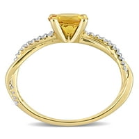 Carat T. G. W. Citrine și Carat T. W. diamant 14kt inel de logodnă încrucișat din Aur Galben