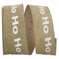 Hârtie Crăciun Poliester Natural' Ho Ho Ho ' panglică, 10yd 2.5 in, 1 pachet