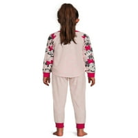 Disney Minnie Mouse Fete Cu mânecă lungă Top și pantaloni velur pijama Set, 2 piese, dimensiuni 4-12