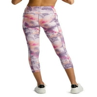 Reebok femei 23 Fearless Splatter Print capri jambiere cu buzunare laterale