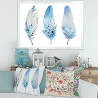 Designart 'Abstract Blue Boho Feathers II' casa lacului încadrată Art Print