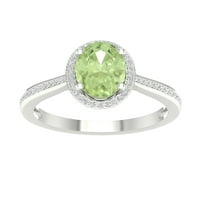 Imperial Gemstone 10k aur alb Oval tăiat verde ametist CT TW diamant Halo femei Inel