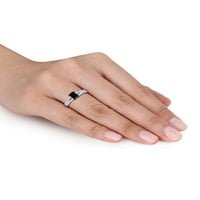 Carat TW diamant alb-negru 14kt Aur Alb Split-Gamba inel de logodna