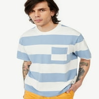Tricou de buzunar cu dungi largi supradimensionate pentru bărbați