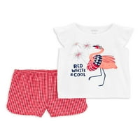 Carter ' s Child Of Mine Toddler Girl Flamingo Top și pantaloni scurți pijama Set, 2 piese, dimensiuni 12M-5T