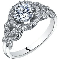 14k aur alb simulat inel de logodna cu diamante 1. Carate Centru Halo Stil Dimensiuni 4-10