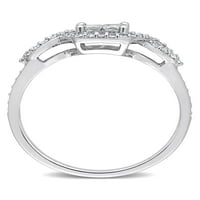 Carat T. W. Princess-Cut și rotund-Cut diamant 10kt Aur Alb Quad centru inel de mireasa