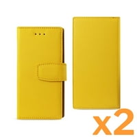 Husă portofel din piele sintetică pentru iPhone 7 8 se cu protecție pentru carduri RFID în galben pentru utilizare cu Apple Iphone 7 8 se 2-pack