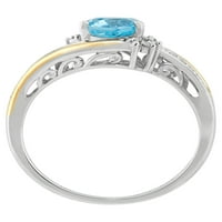 Brilliance Fine bijuterii veritabil albastru Topaz diamant Accent inel în argint Sterling și aur galben de 10k