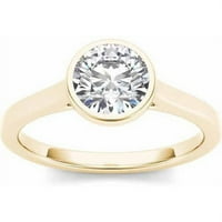 Carat T. W. diamant Solitaire Bezel-Set 14kt aur galben inel de logodna