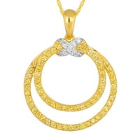 Carate T. W. diamant galben și alb 10k Aur Galben două cerc pandantiv