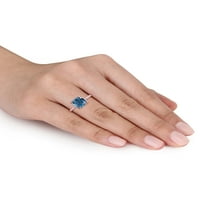 Tangelo 2 carate T. G. W. Londra-Topaz albastru și diamant Accent 10k inel de logodnă din Aur Roz