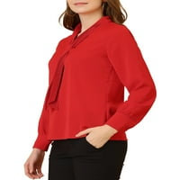 Chilipiruri unice femei Cravată-gât Maneca lunga munca birou Bluza cutat Top Shirt