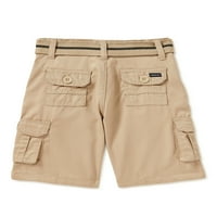 Pantaloni Scurți De Marfă Din Twill Cu Centură Pentru Băieți, Mărimi 4-18