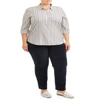 Pantaloni de buzunar din velur elastic pentru femei Just My Size Plus Size, disponibili în lungimi obișnuite și mici