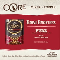 Wellness CORE natural Bowl Boosters Bare Dog Food Mixer sau Topper, carne de vită uscată prin congelare, pungă de 4 uncii