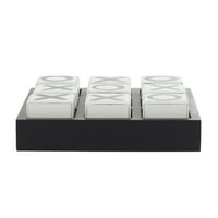 DecMode 14 4 Set de jocuri Tic Tac Toe din lemn negru cu bloc alb, 1 bucată