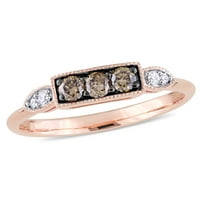 Carate TW maro și alb diamant 10k Rose aur Vintage promisiunea inel
