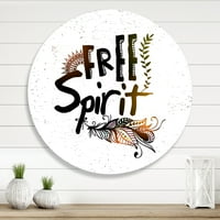 Designart 'Free Spirit Ethnic Feather' Bohemian & Eclectic Circle Metal Wall Art-Disc de 23