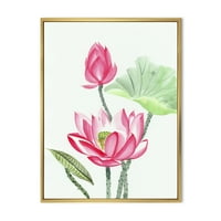 Designart 'Floare De Lotus Roz Antic' Imprimare Tradițională De Artă De Perete Din Pânză Încadrată
