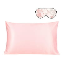 Chilipiruri Unice Momme Silk Pillowcase Eye Cover Set, Standard, Roz Floral
