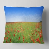 Designart Poppy Meadow Panorama-peisaj imprimat arunca perna-18x18