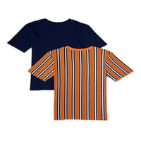 Tricou cu dungi pentru Băieți albiți și tricou simplu, pachet, mărimi 8-18