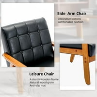 Scaun Accent Miniyam cu măsuță laterală, scaun lateral PU cu smocuri cu cadru din lemn pentru Living, dormitor, apartament, Set