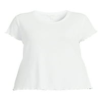 Tricou cu mânecă scurtă Terra & Sky pentru femei Plus Size Lettuce Edge