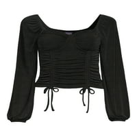 No Boundaries Juniors ' Ruched Peasant Top