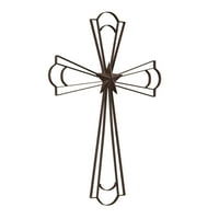 Cruce de perete din Metal cu Design decorativ de stea centrală-artă de perete religioasă rustică artizanală pentru Decor în sufragerie,
