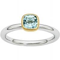 Albastru Topaz Sterling Silver cu inel de aur-placă