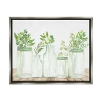 Stupell Industries aranjament variat de plante de plante flori mixte de țară artă grafică luciu Gri plutitor încadrat pânză imprimare artă de perete, Design de Kim Allen