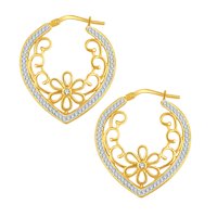 Brilliance Fine bijuterii 14k Placat Cu Aur Sterling Silver cristal filigran inima adulți Cercei