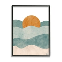 Stupell Indtries Abstract Beach Sunrise formă stratificată Ocean Waves, 20, Design de Birch&Ink