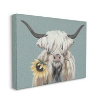 Stupell Industries Highland bovine musca floarea-soarelui Bloom pictura Galerie înfășurat panza imprimare perete arta, Design de Michele Norman