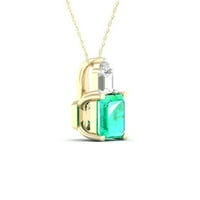 Imperial Gemstone 10k Aur Galben octogonal tăiat smarald și diamant Pandantiv colier