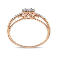 Carat T. W. inel de logodnă din Aur Roz cu diamant tăiat prințesă 10kt