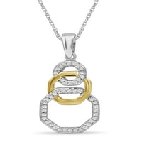 JewelersClub Carate T. W. Alb Diamant Două Tone Argint Octogon Pandantiv