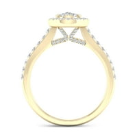 Carat T. W. diamant 10kt Aur Galben formă de pară compozit inel de logodna