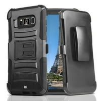 Margimart Shell policarbonat caz Cover Armor Kombo pentru Samsung Galaxy S 5.8 negru negru W curea Clip Toc