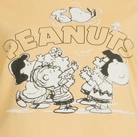 Peanuts și Snoopy Print Juniors tricou grafic cu mânecă scurtă și pantaloni scurți set de îmbrăcăminte de lounge, 2 piese