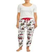 Pantaloni de somn cu imprimeu de vacanță Peanuts pentru femei și femei Plus