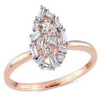 Carat T. W. baghetă-diamant tăiat 14kt inel de lacrimă din Aur Roz