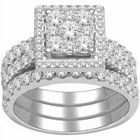 Carat TW diamant 10kt aur alb pătrat-Forma Inel de logodna Set