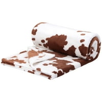 Chilipiruri unice vacă imprimate moale 300gsm flanel arunca pătură canapea pat maro 39 51