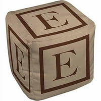 Thumbprintz Clasic Bloc Monogram Pouf, Caramel